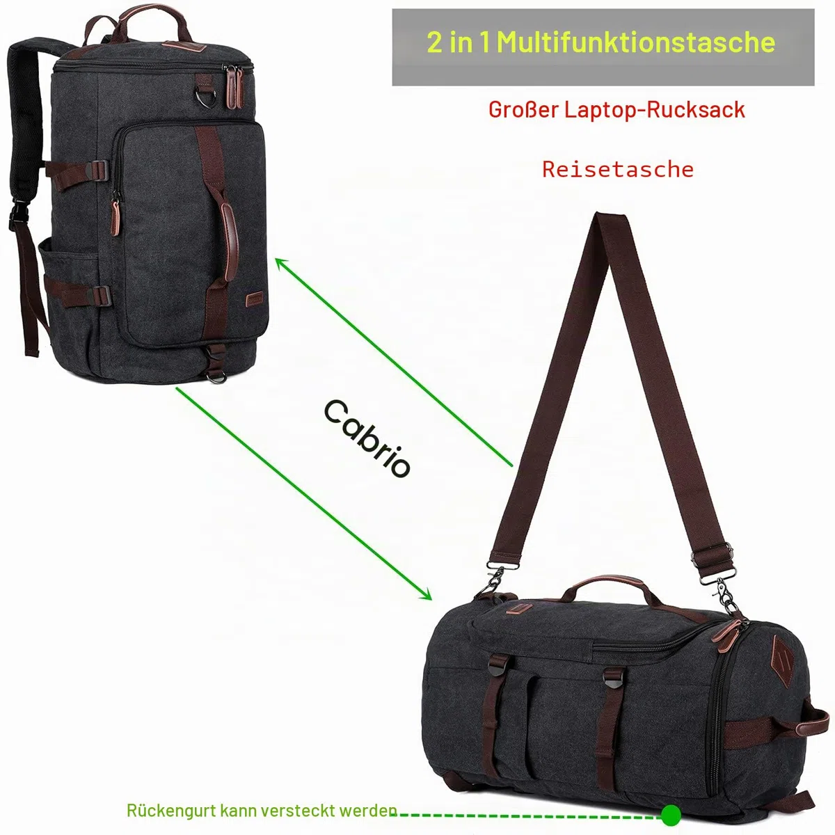 BAOSHA HB-26 Herren Vintage Canvas Rucksack