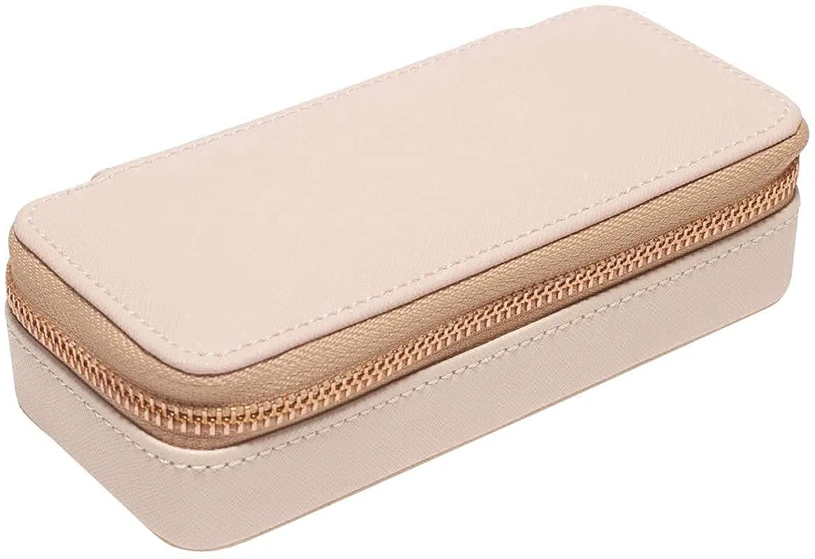 Schmuckschatulle, mittlere Reise Schmuckschatulle, Schmuckschatulle Reise klein, Schmuckschatulle für Frauen, für Ringe, Ohrringe (Altblau) (Blush)