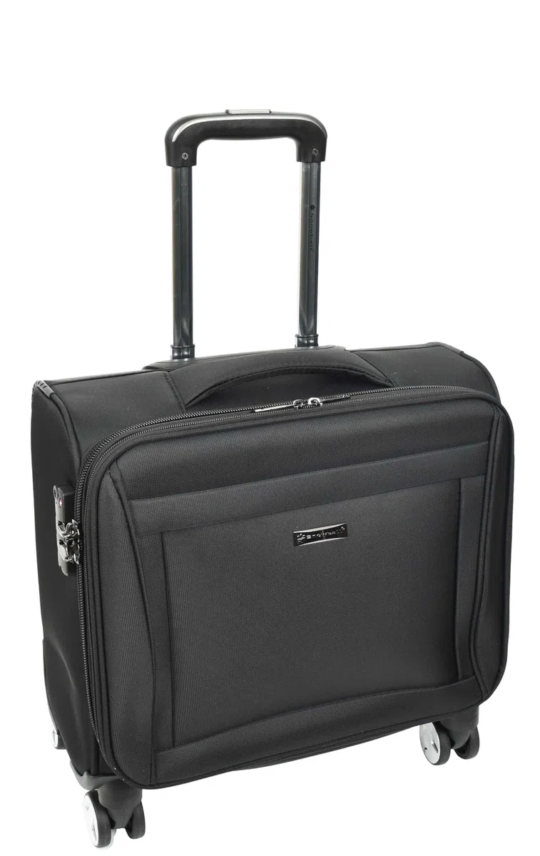 A1 FASHION GOODS Pilotenkoffer mit 4 Rädern, leicht, TSA-Schloss, Kabinengröße, Reise-Business-Tasche, Crew, Schwarz , S, Softcase Pilotenkoffer auf Rollen
