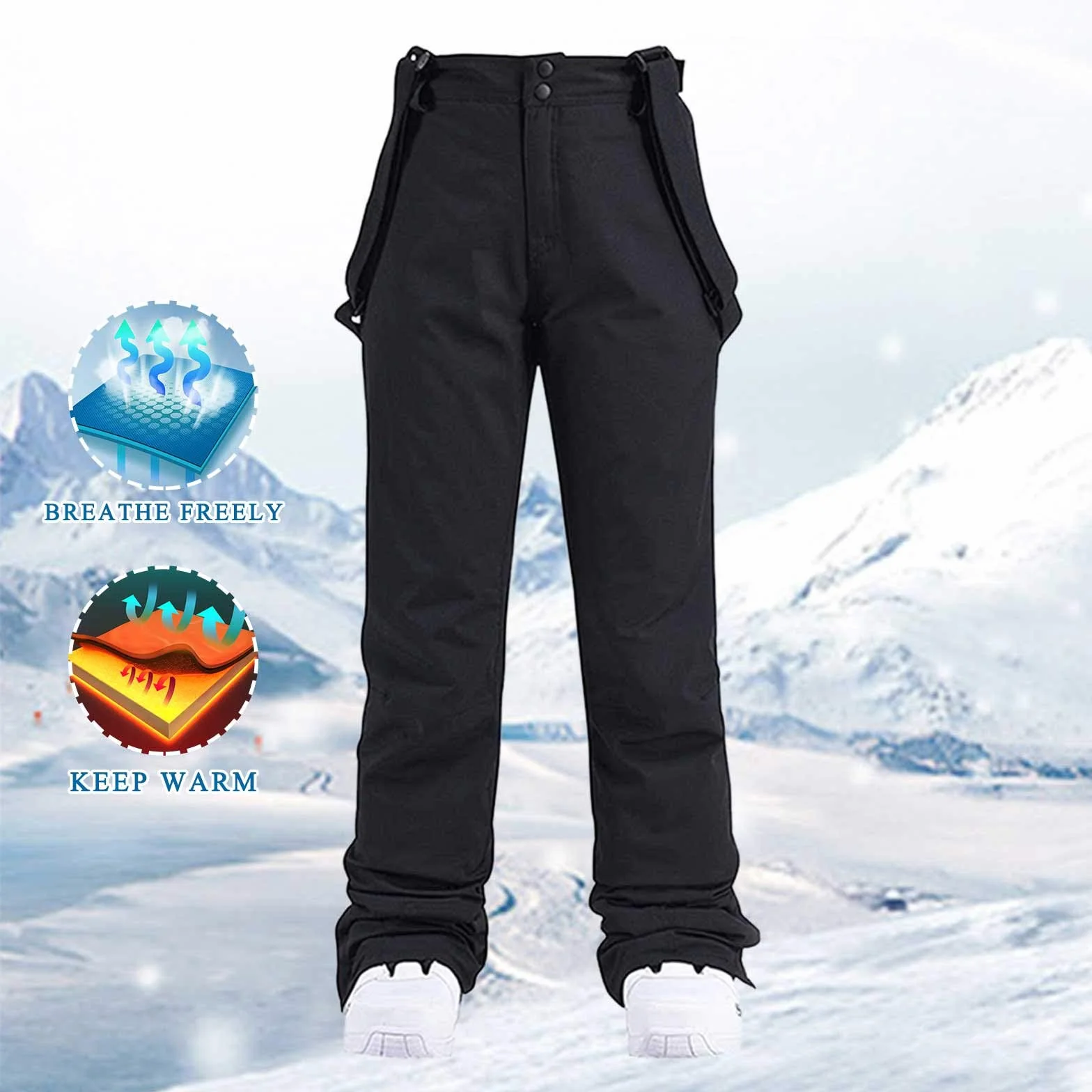 Generisch Skihose Damen 2026 - Wasserdicht & Winddicht mit Atmungsaktivem Funktionsmaterial - Thermische Winterhose für Ski und Snowboard - Elastische Taillenpartie mit Verstellbarem Bund