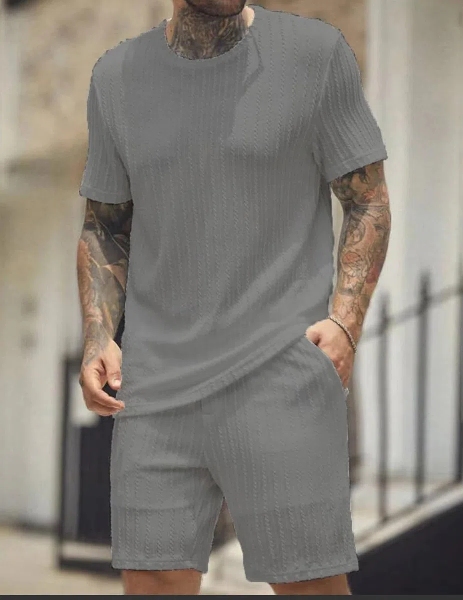 Trainingsanzug Herren Sommer 2 Teiliges Jogginganzug Herren Set Casual Kurzarm T-Shirts Kurze Hose Freizeitanzug