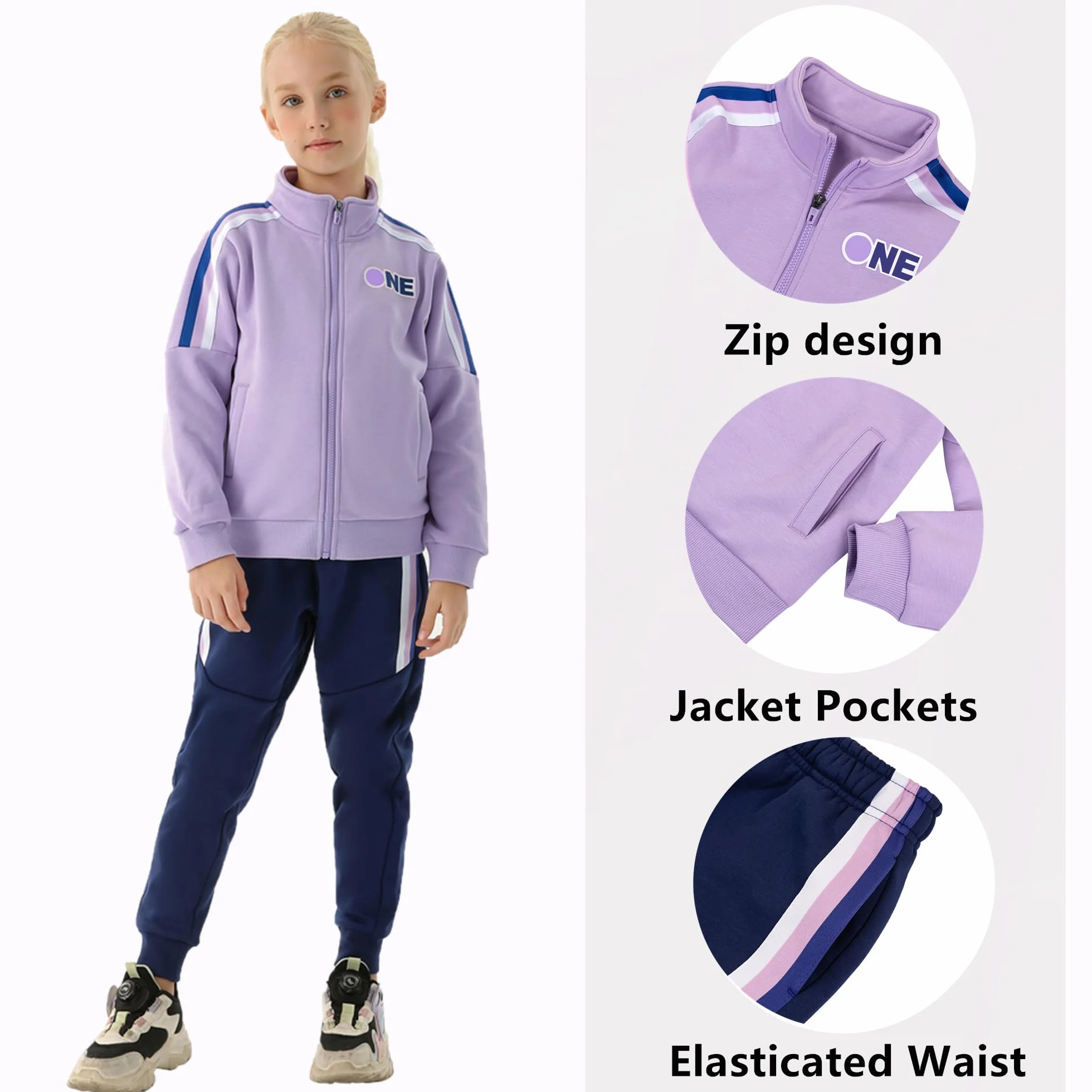 Mädchen Trainingsanzug 2tlg Kinder Jogginganzug Sportanzug Zweiteiliges Bekleidungsset Freizeit Jacke und Hose Sportswear Jogger Set für Kinder (4–15 Jahre)
