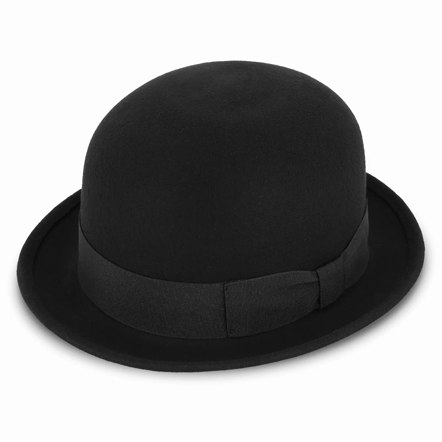fiebig Melone mit Ripsband | Bowler Filzhut aus 100% Wolle für Damen und Herren | Klassischer Wollfilzhut Made in Italy