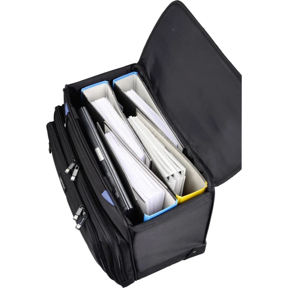Leichter Pilotenkoffer aus Polyester von LIGHTPAK, Business-Koffer mit Notebookfach; Reise Handgepäck Laptop Business-Trolley für Kurzreisen in Schwarz mit Teleskop-Griff