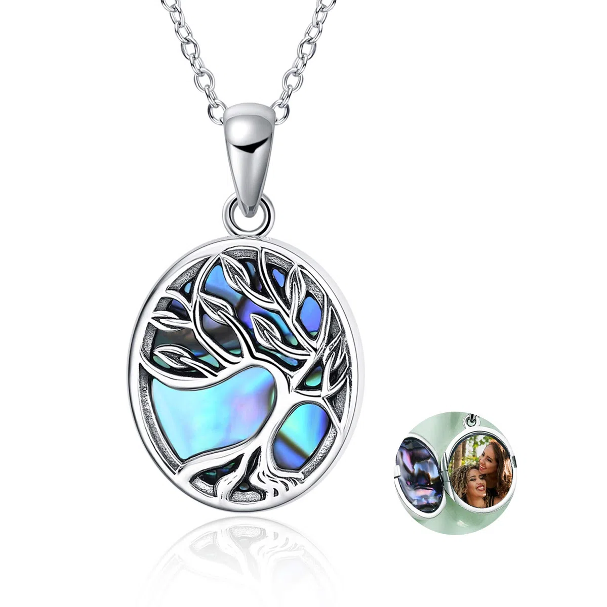 YAFEINI Baum des Lebens Medaillon Halskette S925 Sterling Silber Medaillon Halskette, die Bilder hält Baum des Lebens Medaillon Anhänger Schmuck für Frauen Frau Freundin
