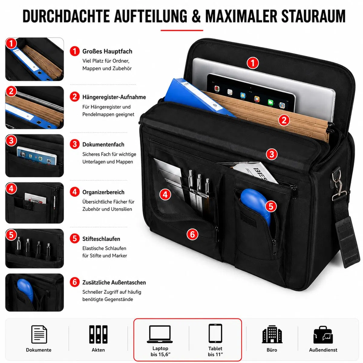 Koffer 46008 - The Flight Pilotenkoffer, aus Polyester, Schwarz 45 x 34 x 20 cm, 11,5 liters 10100194