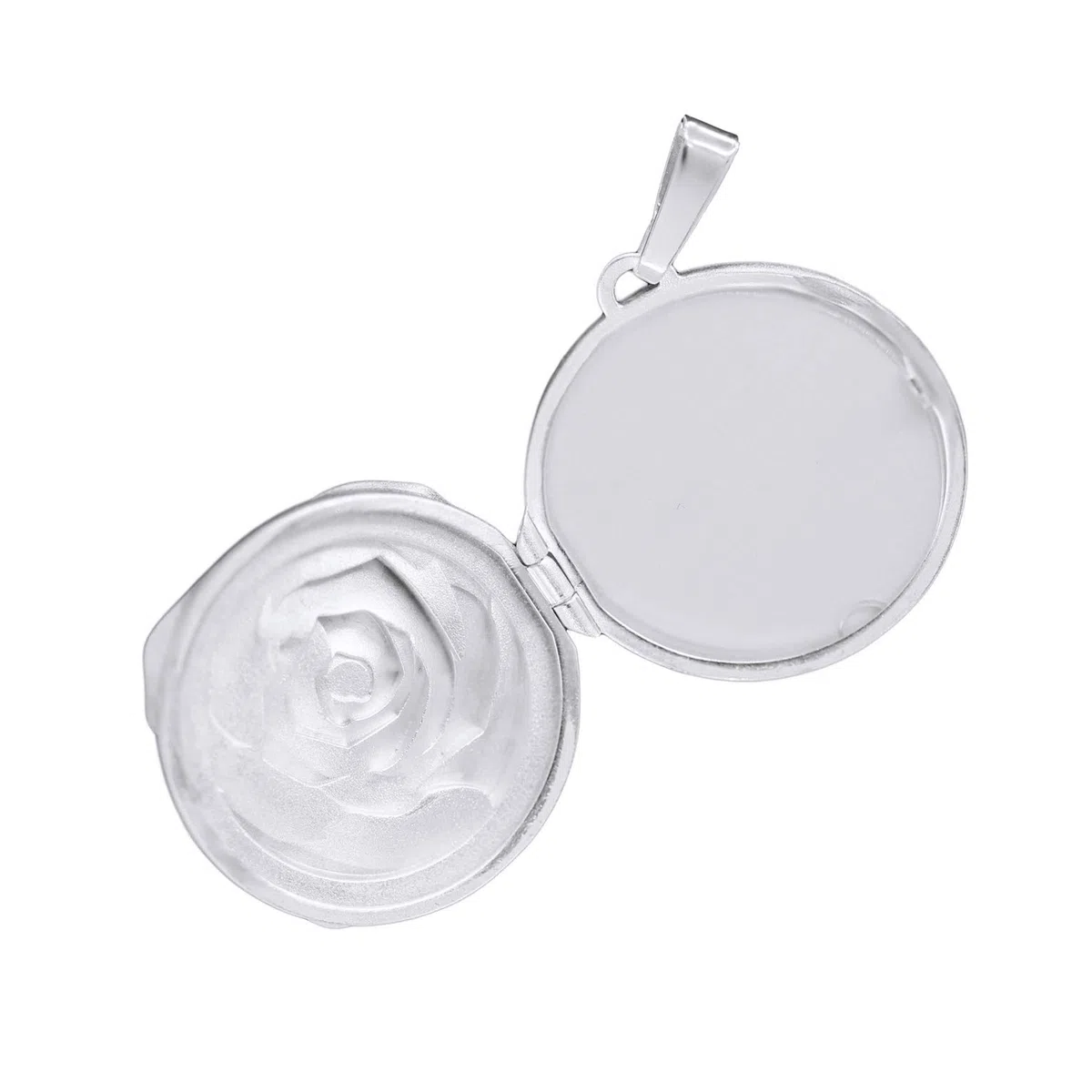 Medaillon Rose 925 Silber runder Amulett Anhänger für 1 Bild zum Öffnen für Damen mit Schmuck-Etui