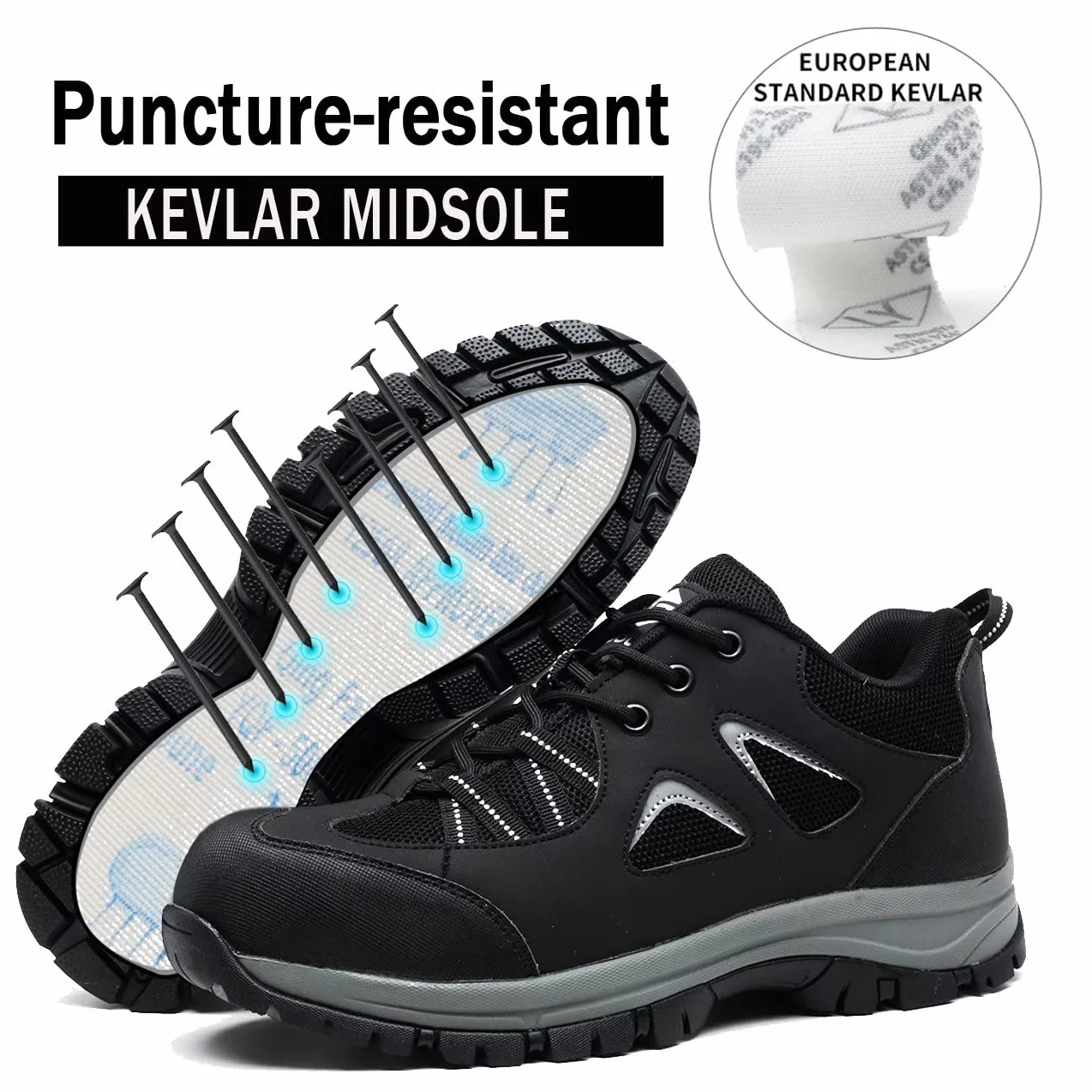 ISOOUS Sicherheitsschuhe Herren Damen Leicht Arbeitsschuhe Stahlkappenschuhe Atmungsaktiv Anti-Smashing Anti-Piercing