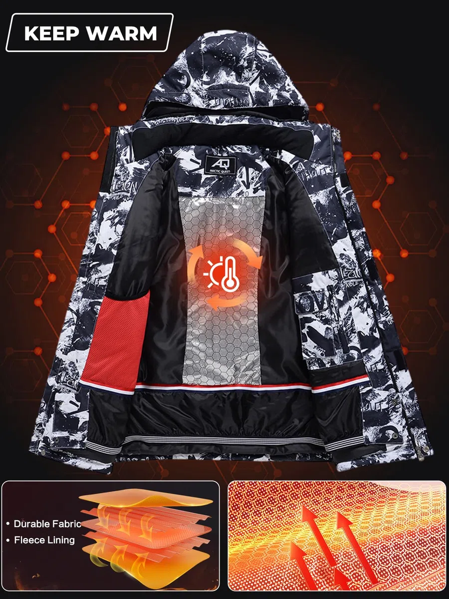 HOUZONIY Herren Skianzug Set Herren Schneeanzug Warmer Winddichter 2-Teiliger Schneeanzug(209+Schwarz M)