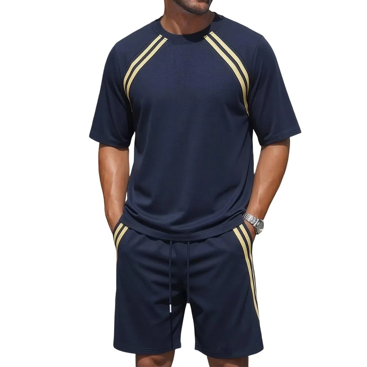 Trainingsanzug Jogginganzug Herren Outfit Komplett Sportliches Set Stylisch Lockere Passform Atmungsaktiv Kühlend Freizeit Tennis Fitnessstudio Outfit Fußball Golf Wander