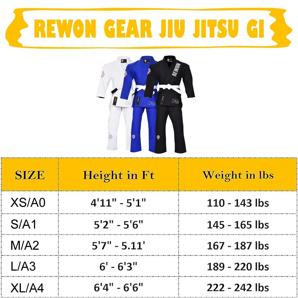 Rewon Brazilian Jiu Jitsu anzug - Kimono BJJ Gi, Aikido Anzug, Männer Frauen Jiu Jitsu ultraleicht sanforisiert Uniform für Training und Wettbewerb