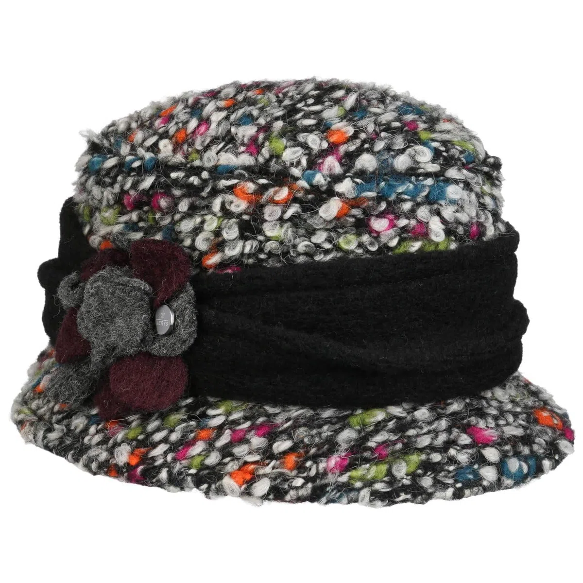 LIERYS Colourtouch Wollhut Damenhut mit Blume Bucket Hat Garniturband aus Filz Made in Italy Damen Herbst Winter