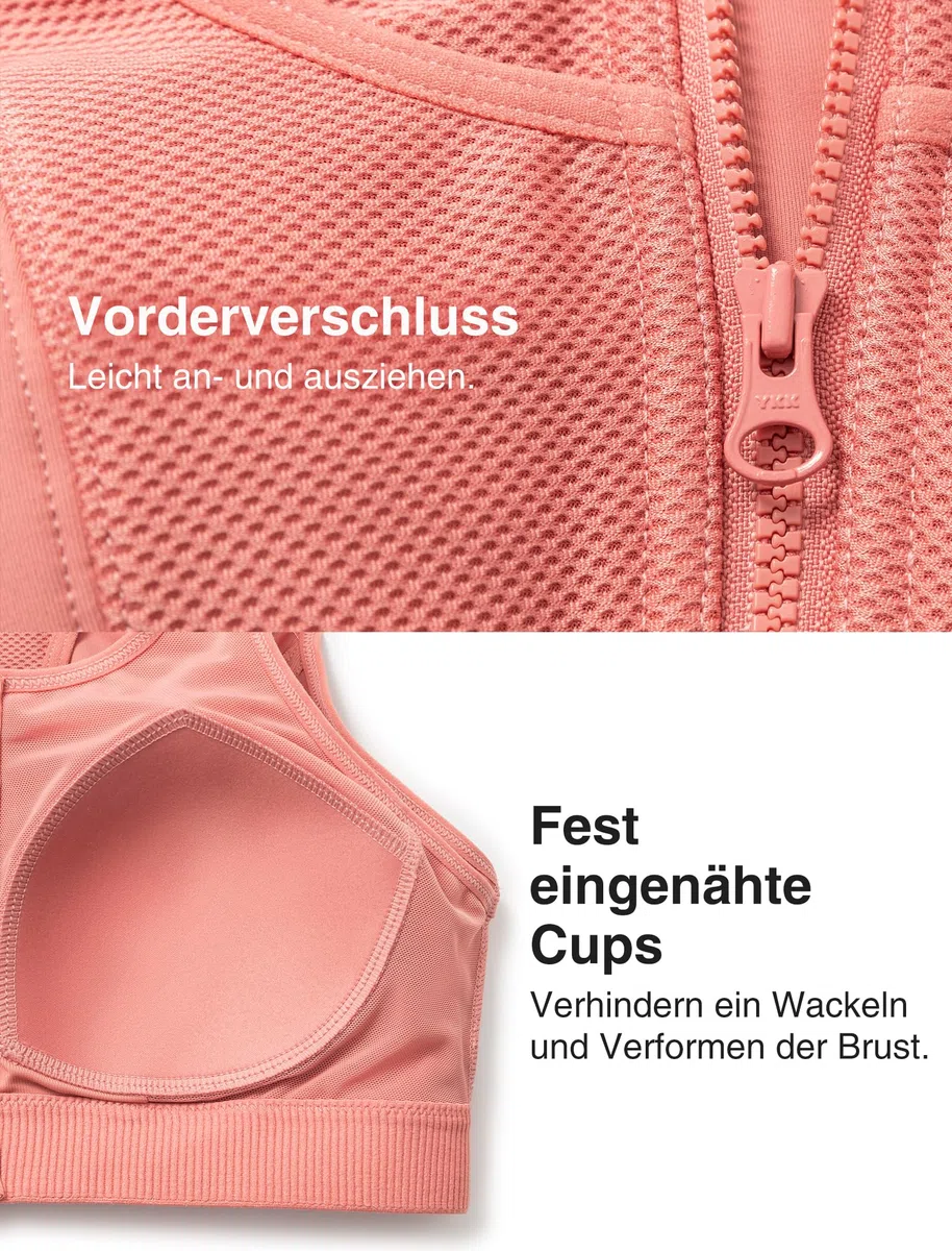 Yvette Sport BH Damen Starker Halt mit Vorderverschluss Große Größen für Fitness Laufen Joggen