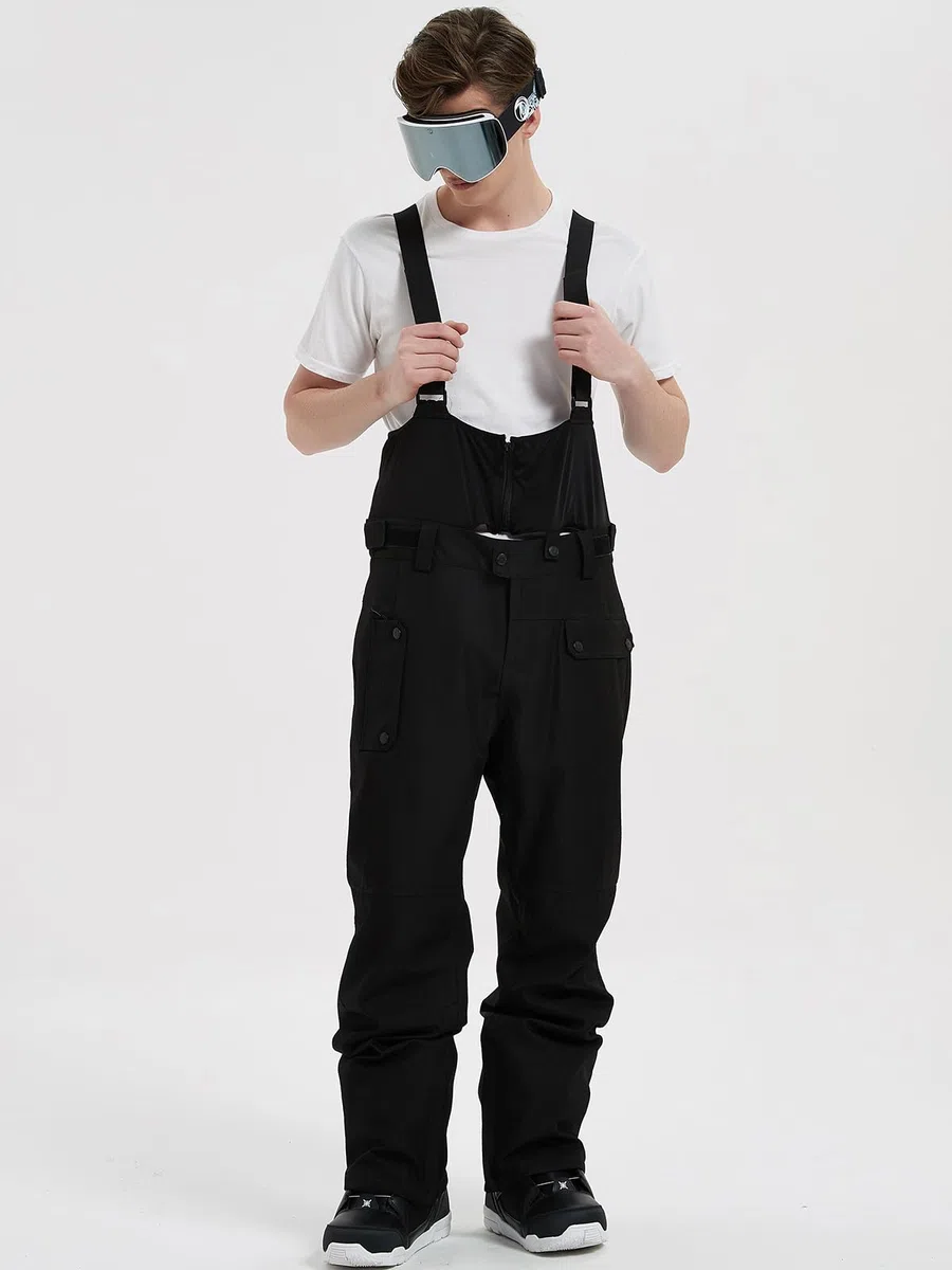 HOUZONIY Herren Skihose Wasserdicht Schneehose Softshellhose Winter Warm Gefüttert Snowboardhose Overall mit VAbnehmbar Träger
