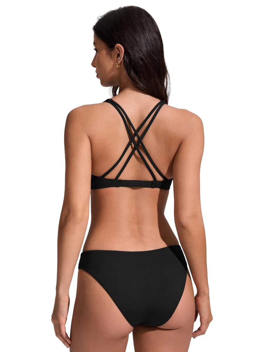 CRZ YOGA Damen Bikini Oberteil Top Bademode Swimsuit Push Up Padded Swim Ruched Wickeloptik Bathing Suits Bikinioberteil