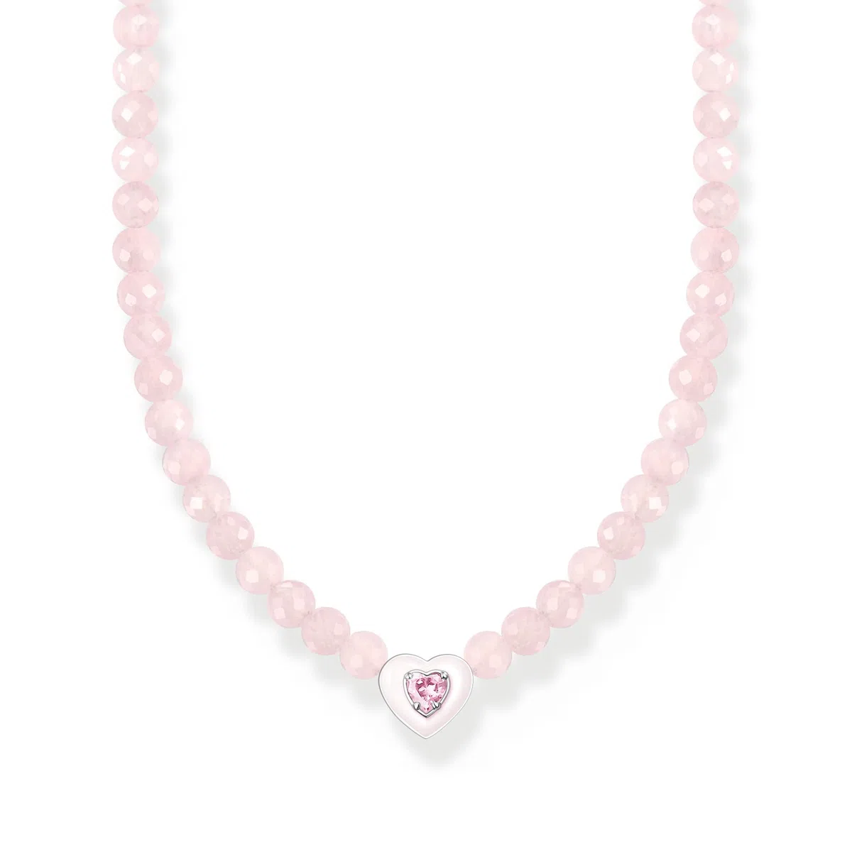 THOMAS SABO Choker Herz mit pinken Perlen 925 Sterlingsilber, Kaltemail