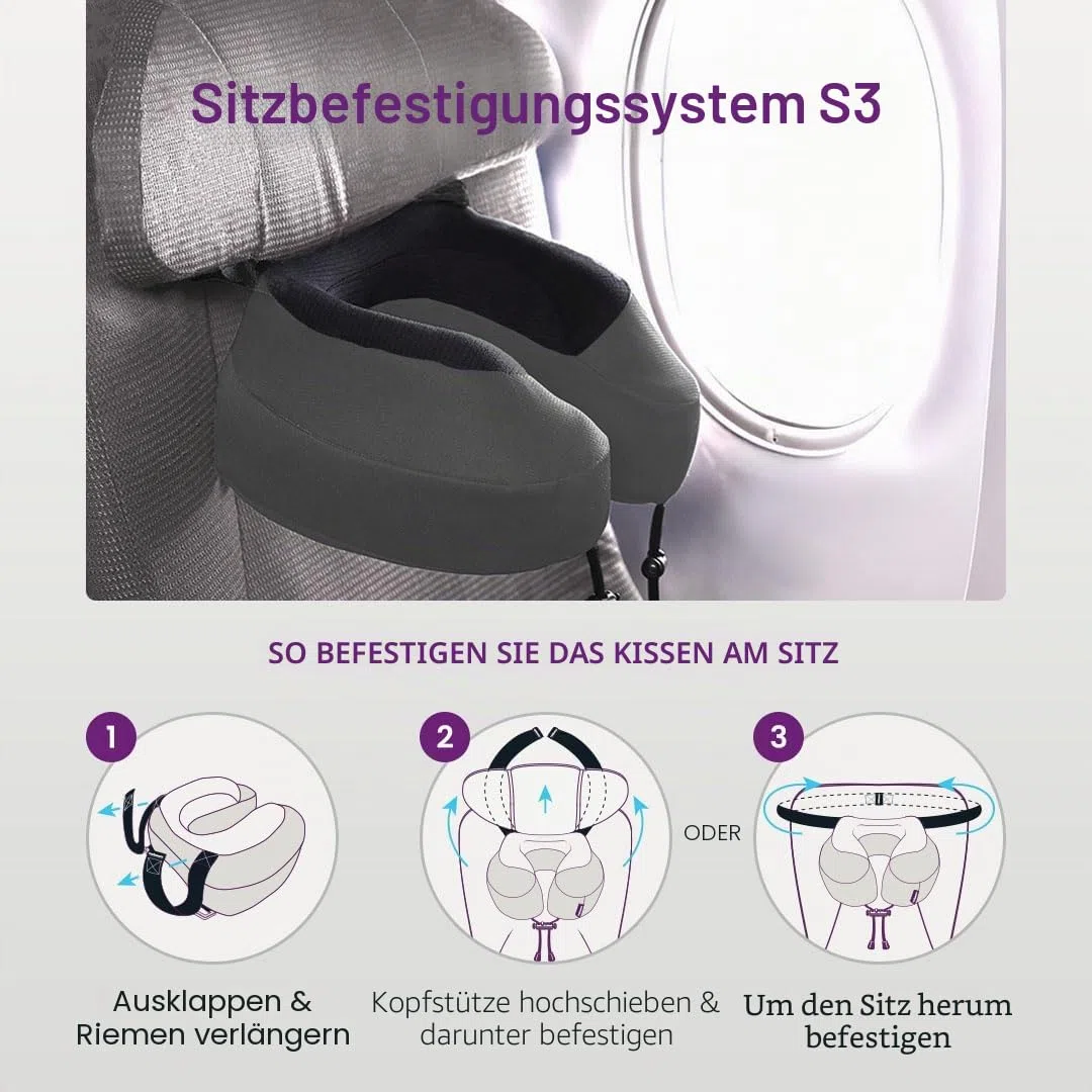 Cabeau Evolution S3 Travel Pillow - Gurte für Flugzeugsitz - Ensures Your Head Won't Fall Forward - Relax with Plush Memory Foam - Quick-Dry Fabric Keeps You Cool and Dry (Indigo)..