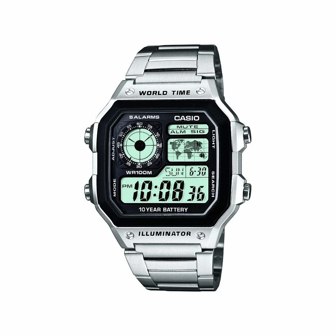 Casio - Armbanduhr AE-1200WH-1AVEF - Herren Uhr - Wasserdicht - Digital - Mit Stahlband - Schwarz