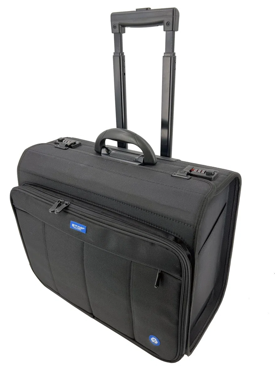 46216 Trolley Pilotenkoffer RPET Samar, Laptopkoffer mit arretierbarem Trolleysystem, 2 Zahlenschlössern, DIN A4 Einsteckfach, ca. 39 x 47 x 24 cm, Businesstrolley, anthrazit