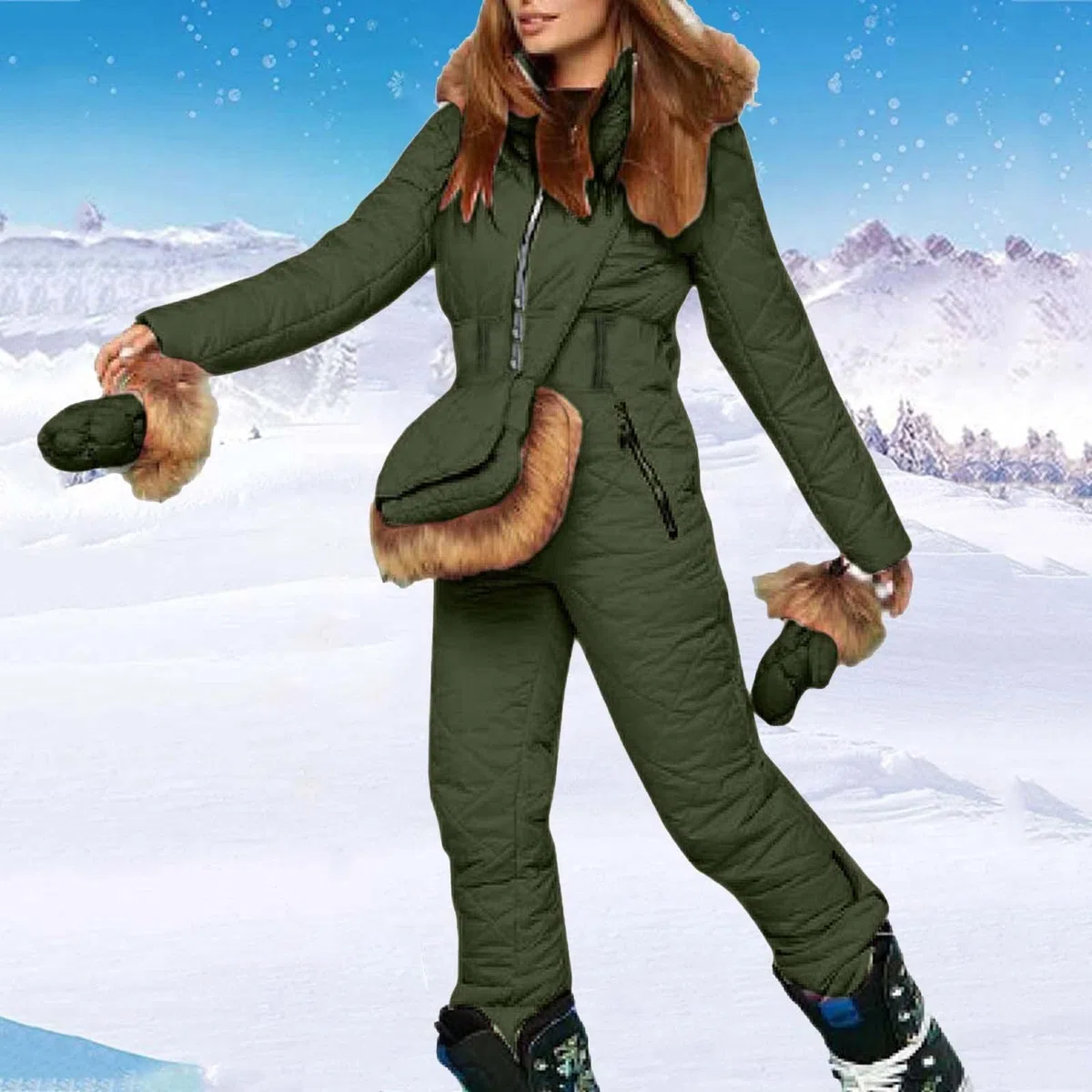 Generisch Damen Schneeanzug, Damen Einteiler Skioverall Wasserdicht Winddicht Winter Warme Einteiliger Skioverall,für Wandern Klettern Snowboarden Outdoor Sport Skisuit Schneeoverall