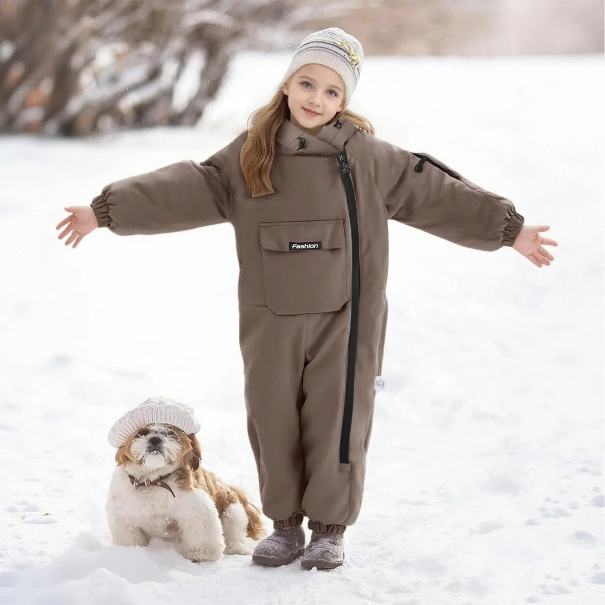 Generisch Schneeanzug Mädchen Jungen Skioverall Winter Warme Skianzug Kinder Plüschfutter Gefüttert Fleece Schneeanzug Winddichter Outdoor Sport Overall Schneeoverall Skibekleidung