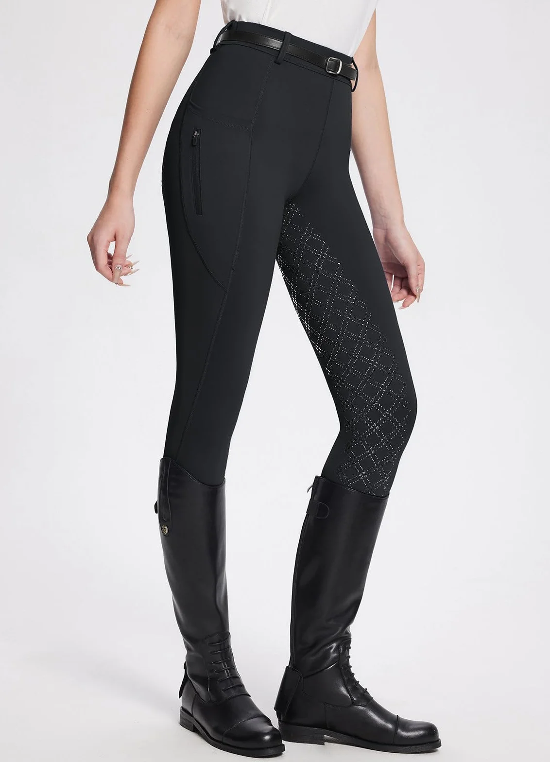 baleaf Reithose Damen Reitsport Reitingleggings Silikon Strumpfhosen mit Reißverschlusstasche Sporthose