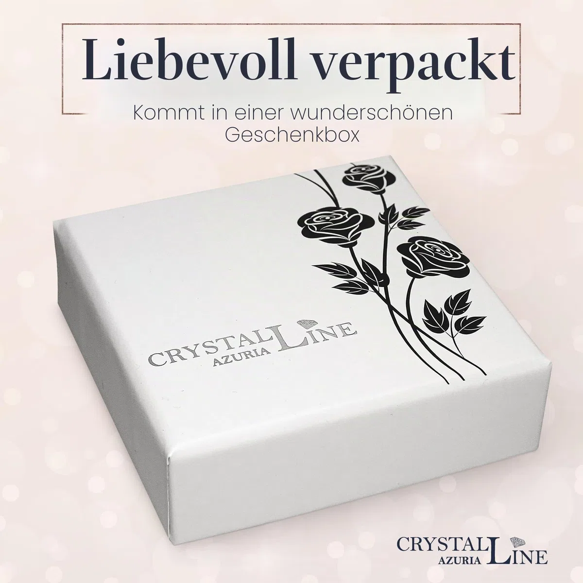 Crystalline Azuria Rose Blumen Kristalle Schmuck-Set Halskette 45 cm Leverback Ohrringe Armband 18 kt Vergoldet für Damen