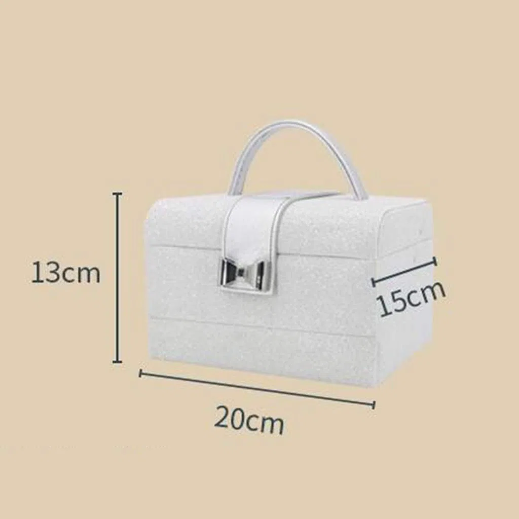 schmuckkästchen Schmuckkiste 3 Schicht Tragbare Schmucksachen Organizer Box Große Kapazität Schmuck Aufbewahrungsbox Pu. Leder Schmuckhalter Silber Mädchen und Damen