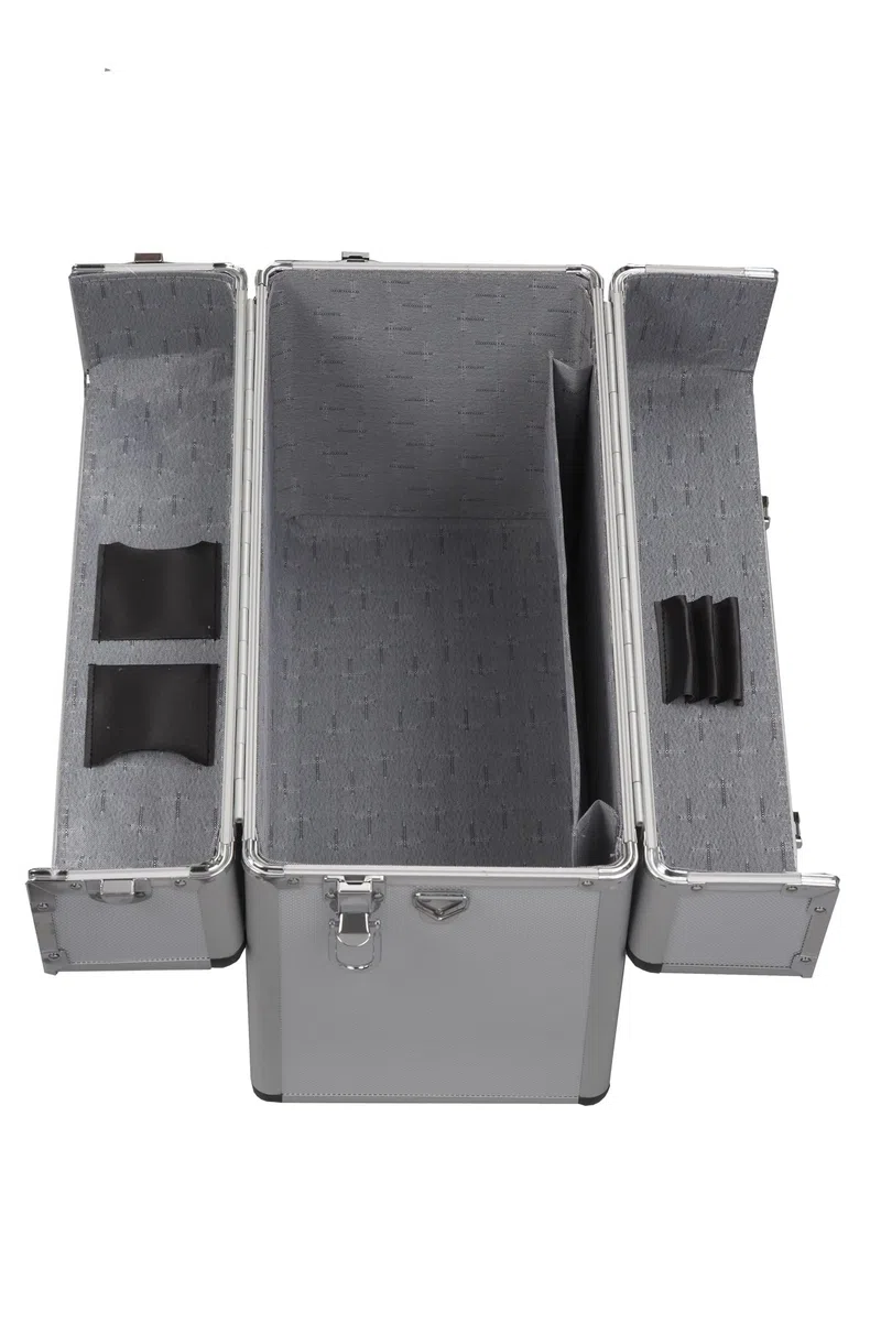 ALUTEC Pilotenkoffer (Aluminium Koffer, Innenmaße 435x340x1950 mm, ergonomischer Griff, mit Dokumentenfach, Stiftehalter, Fach für Visitenkarten, Deckel nach Oben öffnend) 61800