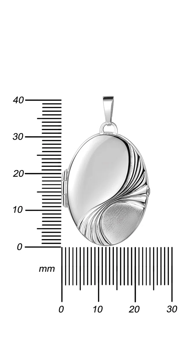 Medaillon groß Anhänger Silber 925 für 2 Bilder Amulett für Damen mit Kette zum Öffnen