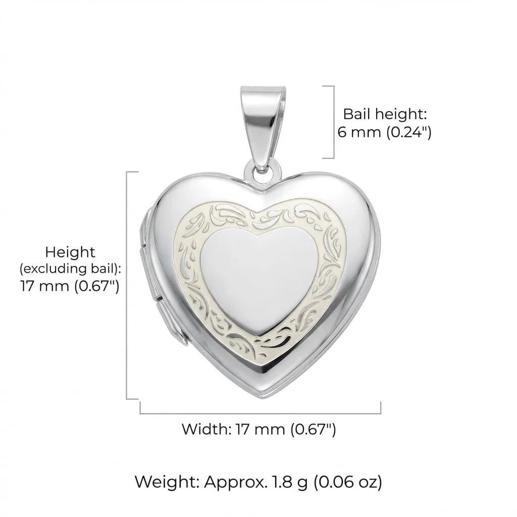 Alexander Castle Herz 925 Sterling Silber Kette mit Foto Medaillon für Damen Mädchen Kinder - 17mm x 17mm - 18" Sterlingsilber Foto Kette & Schmuck Geschenk-Box