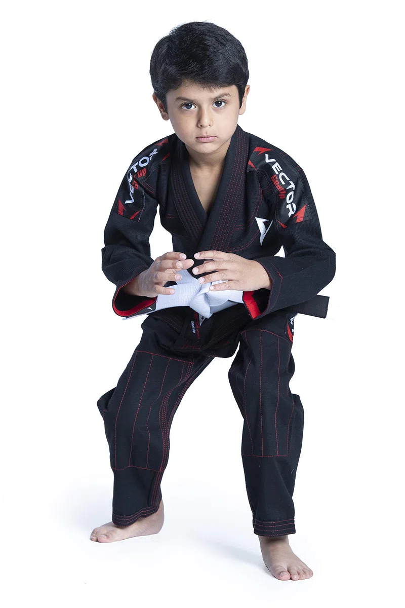 Kids Brazilian Jiu Jitsu (BJJ) Gi mit gratis weißem Gürtel, 100% Baumwolle, Pearl-Weave-gewebter Kimono, Ultra leicht, vorgeschrumpft