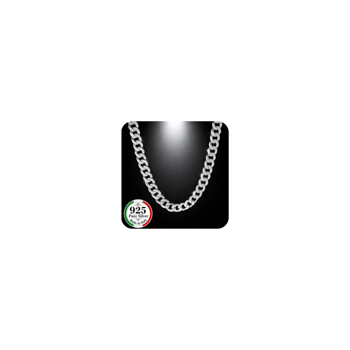 QUADRI - Kette Herren Silber | Silberkette 925 Silber | Halskette Herren | Panzerkette 10mm aus 925er Echtsilber - Cuban Chain für Herren - Made in Italy