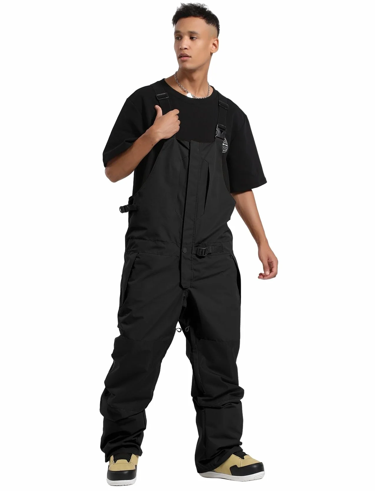 GSOU SNOW Herren Ski Bib Latzhose Skihose Snowboardhose - Multi Pockets Leicht Wasserdicht Winddicht Atmungsaktiv Warm