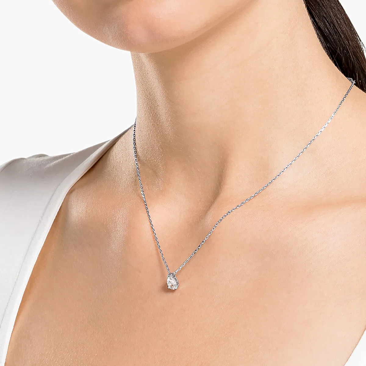 Swarovski Stilla Attract Set, Tropfenschliff, Weiß, Rhodiniert