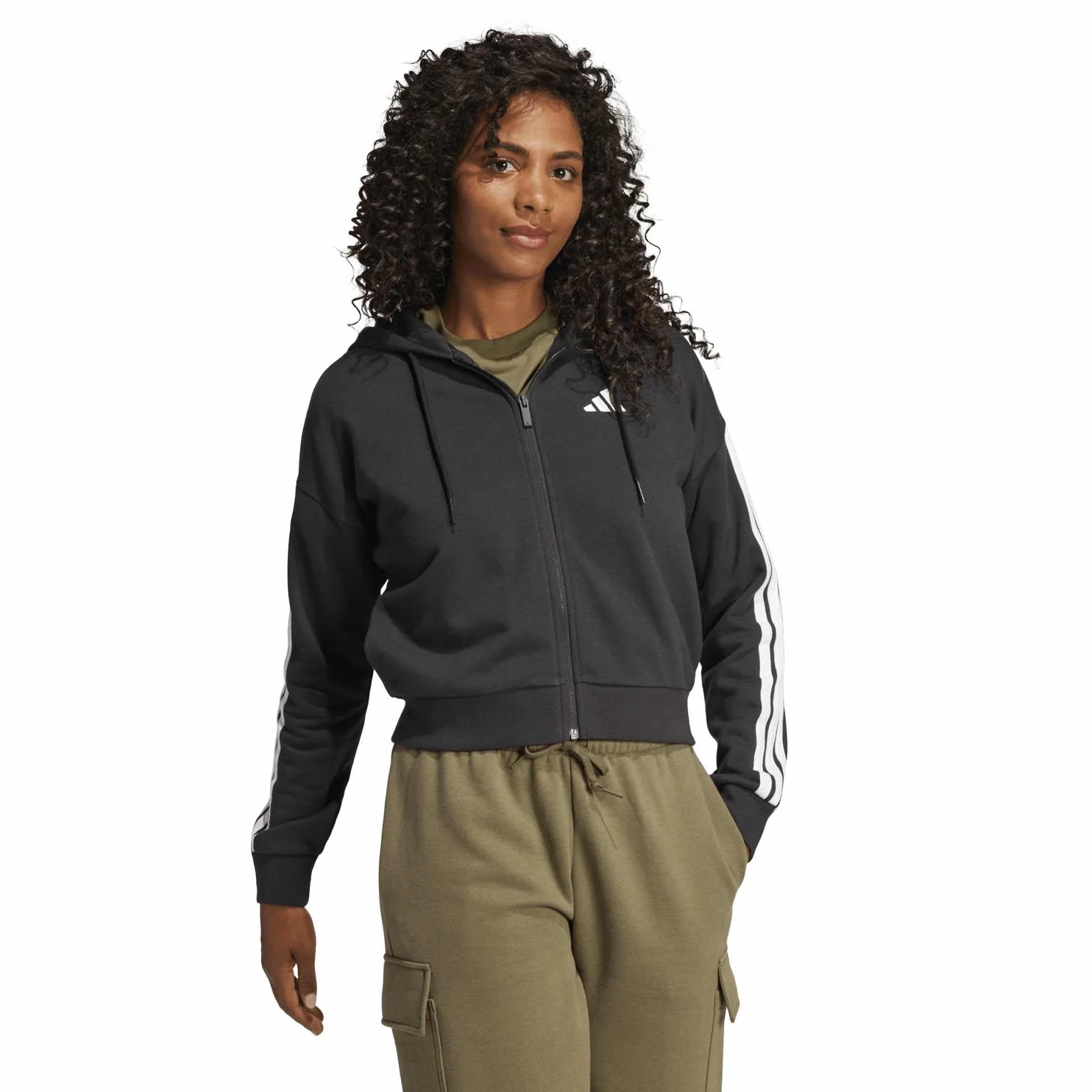 Adidas Damen Essentials 3-Stripes French Terry Full Zip Hoodie