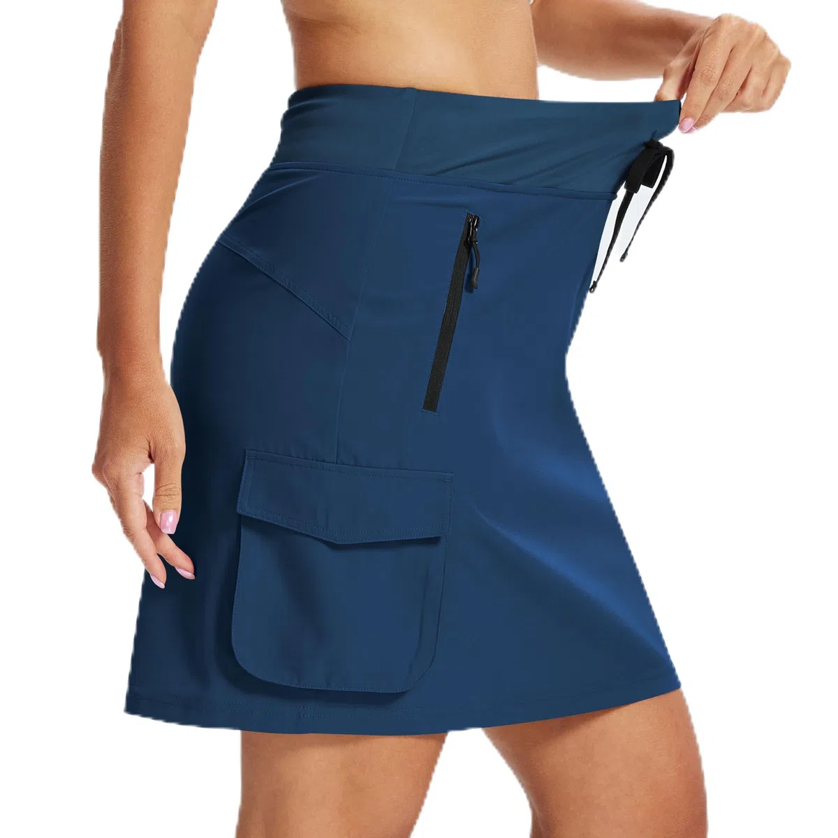 MoFiz Wanderrock Damen Kurz Sportrock mit Hose Skort Women Knielang Cargo Rock für Outdoor Sommerrock mit Cargo Taschen