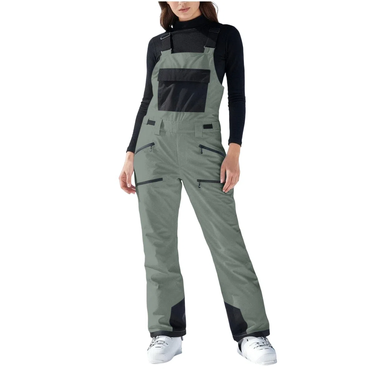 Skihose für Damen und Herren, mit verstellbaren Trägern, Baggy, wasserdicht, Latzhose und Thermohose, warm, Arbeitshose, Kantenschutz und Schneefang, Latzhose, große Größe, S-3XL