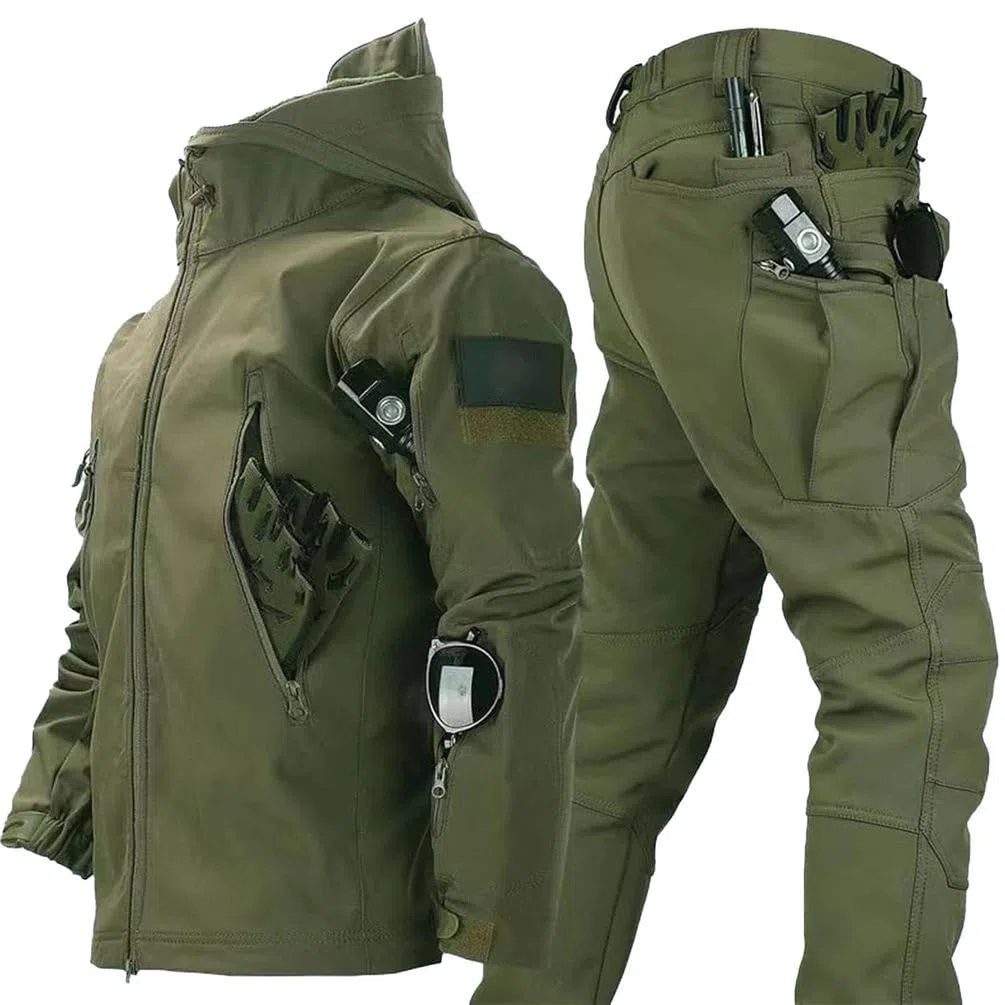 2-Teiliger Snowboard Schneeanzug Softshell Jacke FüR Herren MilitäRische Bekleidung, Kampfanzug Outdoor Skianzug Taktische Jacke Und Hose FüR Skifahren Outdoor Sport