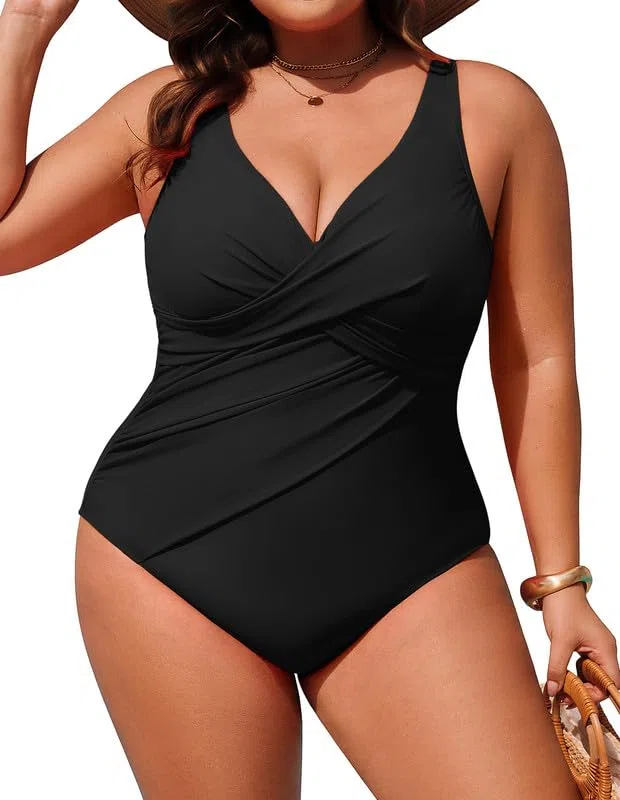 Hanna Nikole Badeanzug Damen Bauchweg Große Größen Push Up Bademode Einteiler Shape Badeanzüge Elegant Badebekleidung Crossover Monokinis Verstellbarer Schwimmanzug Komfortabel Strandmode