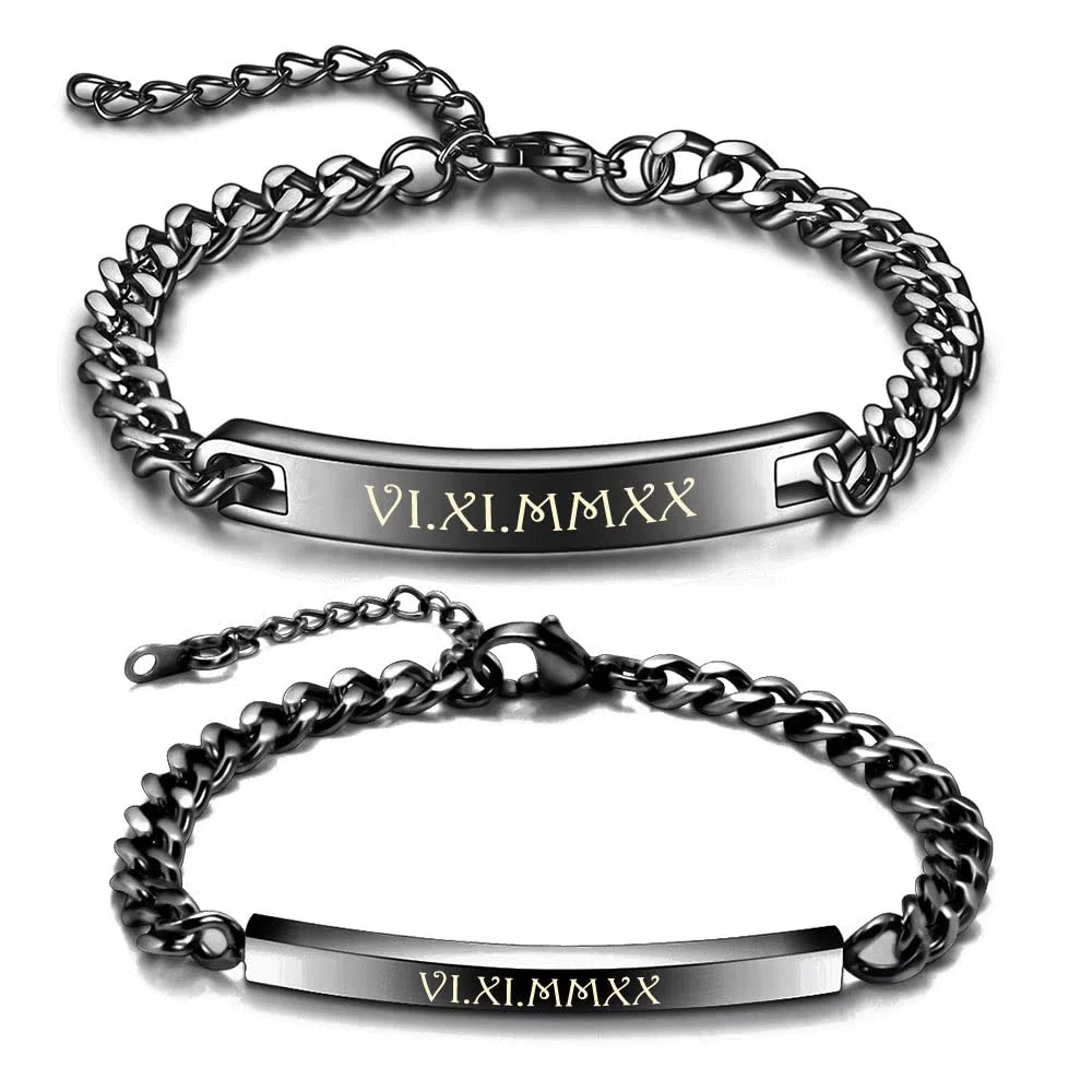 ID Edelstahl Partner Armbänder + Gravur nach Wunsch Partnerarmbänder mit Box