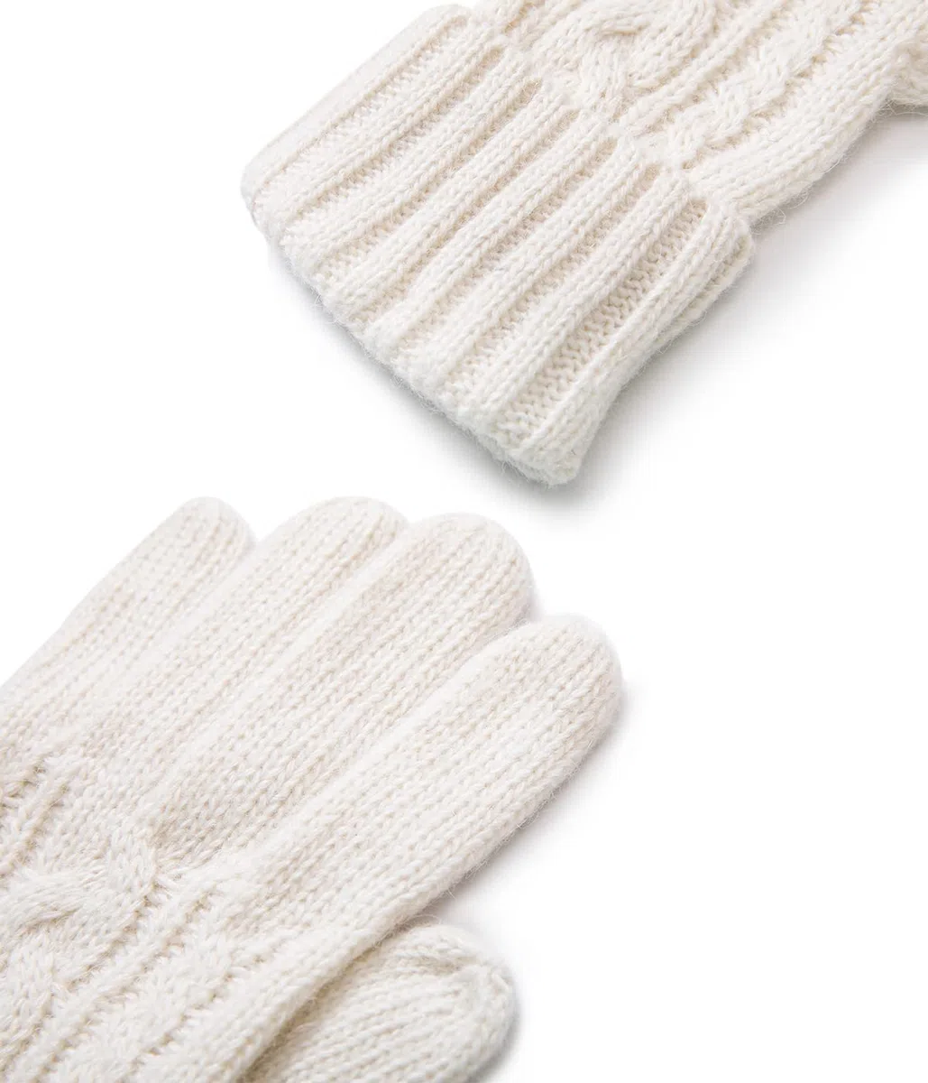 Villand 3 in 1 Damen Wolle Mütze, Schal & Handschuh Winter Sets, 3-teilige Zopfstrickmütze für Damen mit Geschenkbox
