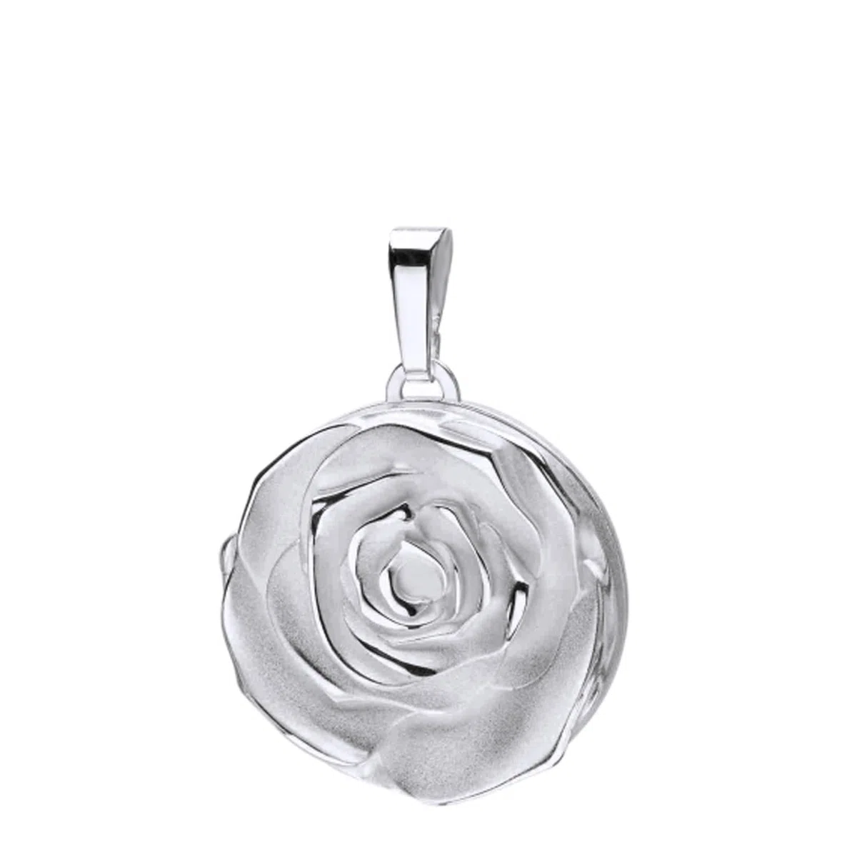 Medaillon Rose 925 Silber runder Amulett Anhänger für 1 Bild zum Öffnen für Damen mit Schmuck-Etui