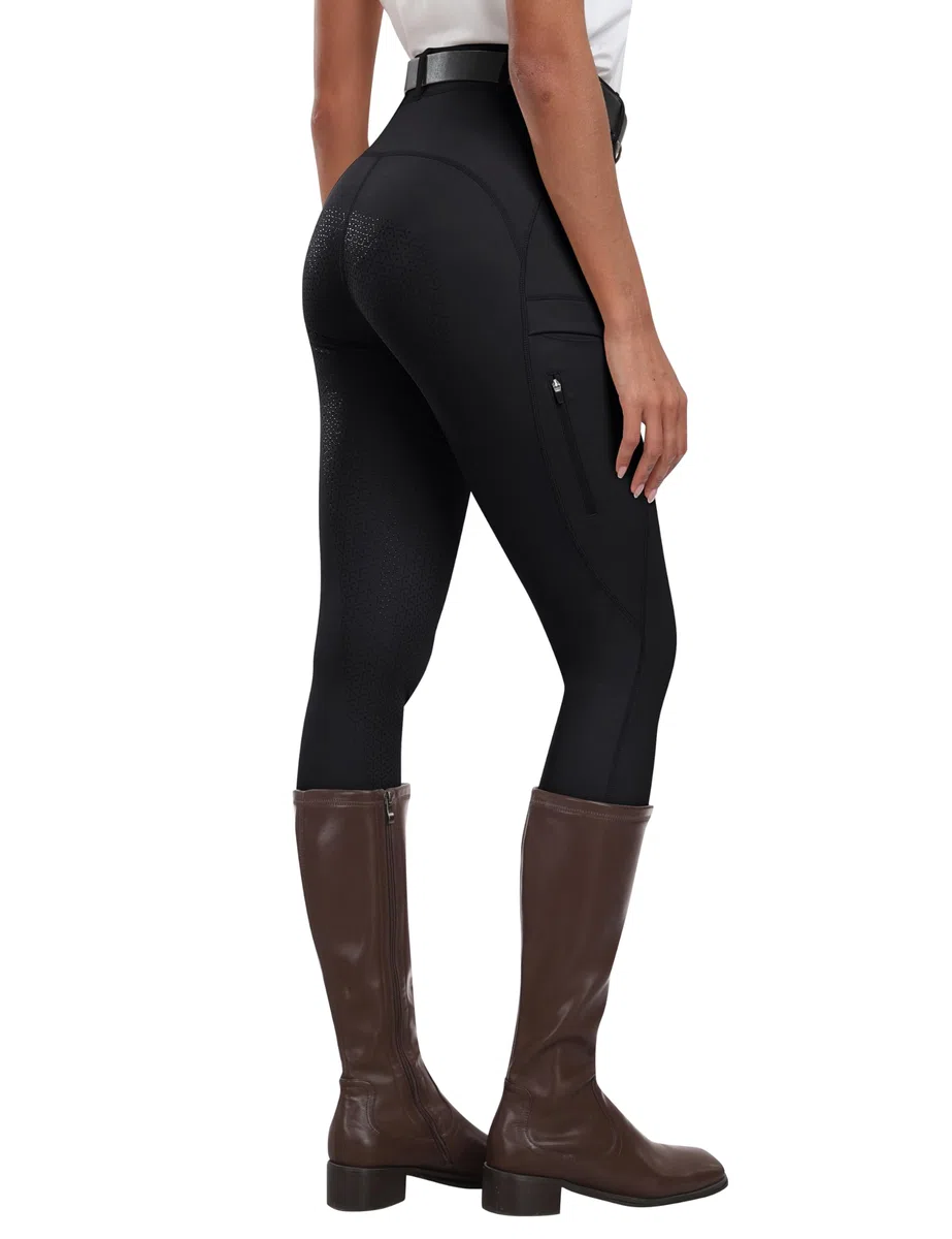 MoFiz Damen Reitleggings Silikon Vollbesatz Reithose Vollbesatzreithose High Waist für Reitsport Reitstretchhose mit Tasche