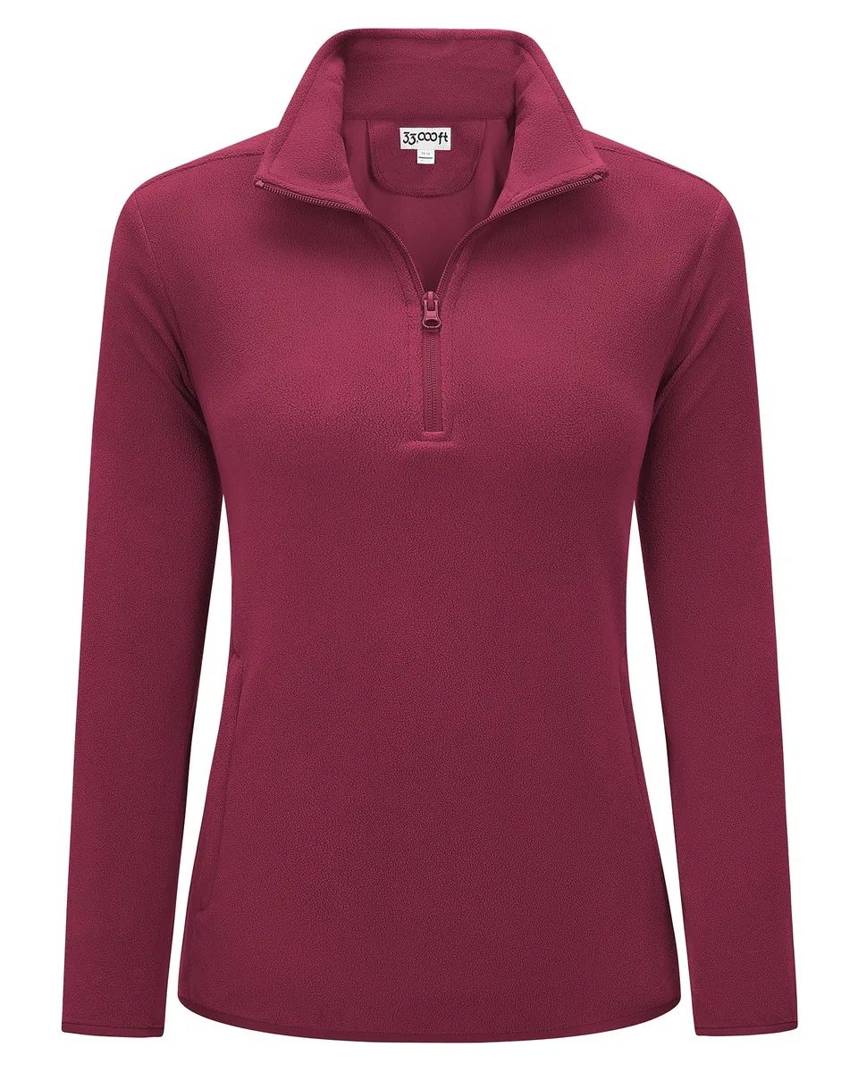 33,000ft Damen Fleece Pullover mit Halbreißverschluss Fleeceshirt Winter Warm Ski-Pullover Microfleece Atmungsaktiv Fleecepulli für Reisen Wandern Skifahren