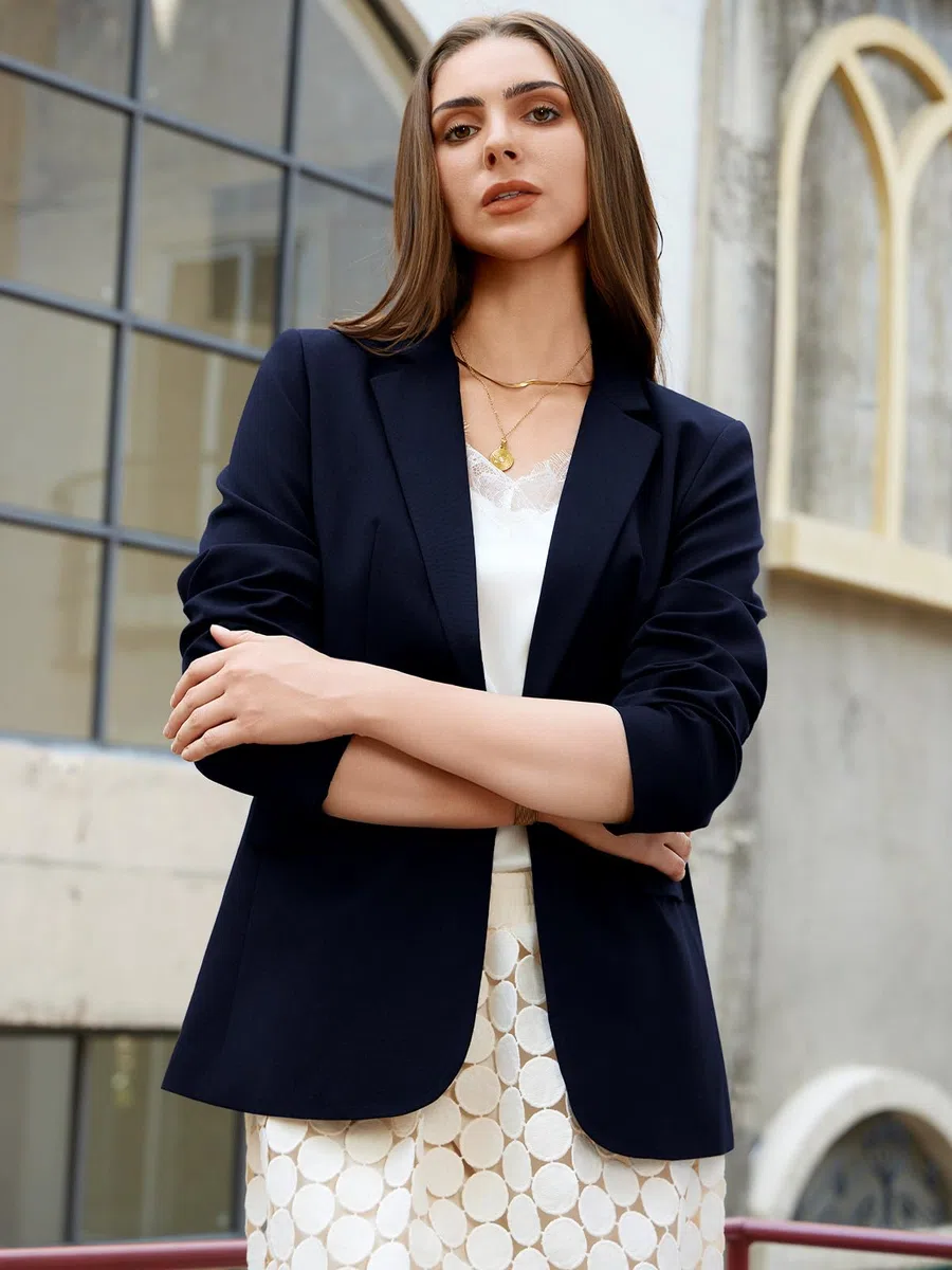 Blazer Damen Business Casual Elegant Damen Jacke Langarm Arbeit Büro Knopf Open Front Jacke mit Taschen