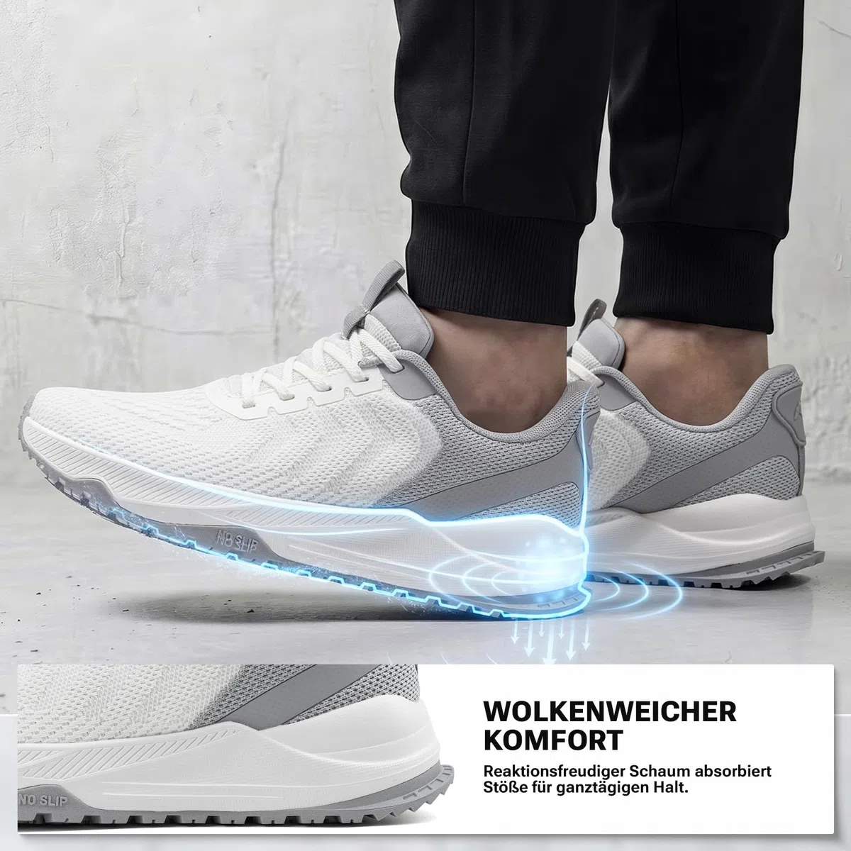 Sosenfer Herren Straßenlaufschuhe Extra Breit Sportschuhe Walkingschuhe Turnschuhe Laufschuhe Sneaker Atmungsaktiv Schockdämpfung rutschfest Fitness Im Freien Jogging