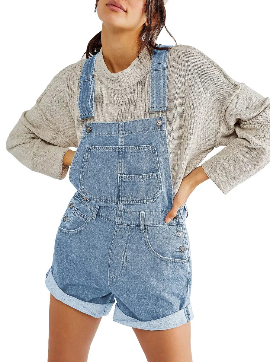 Sovoyontee Damen Jean Shortalls Träger Denim Overalls Shorts Strampler Jumpsuits