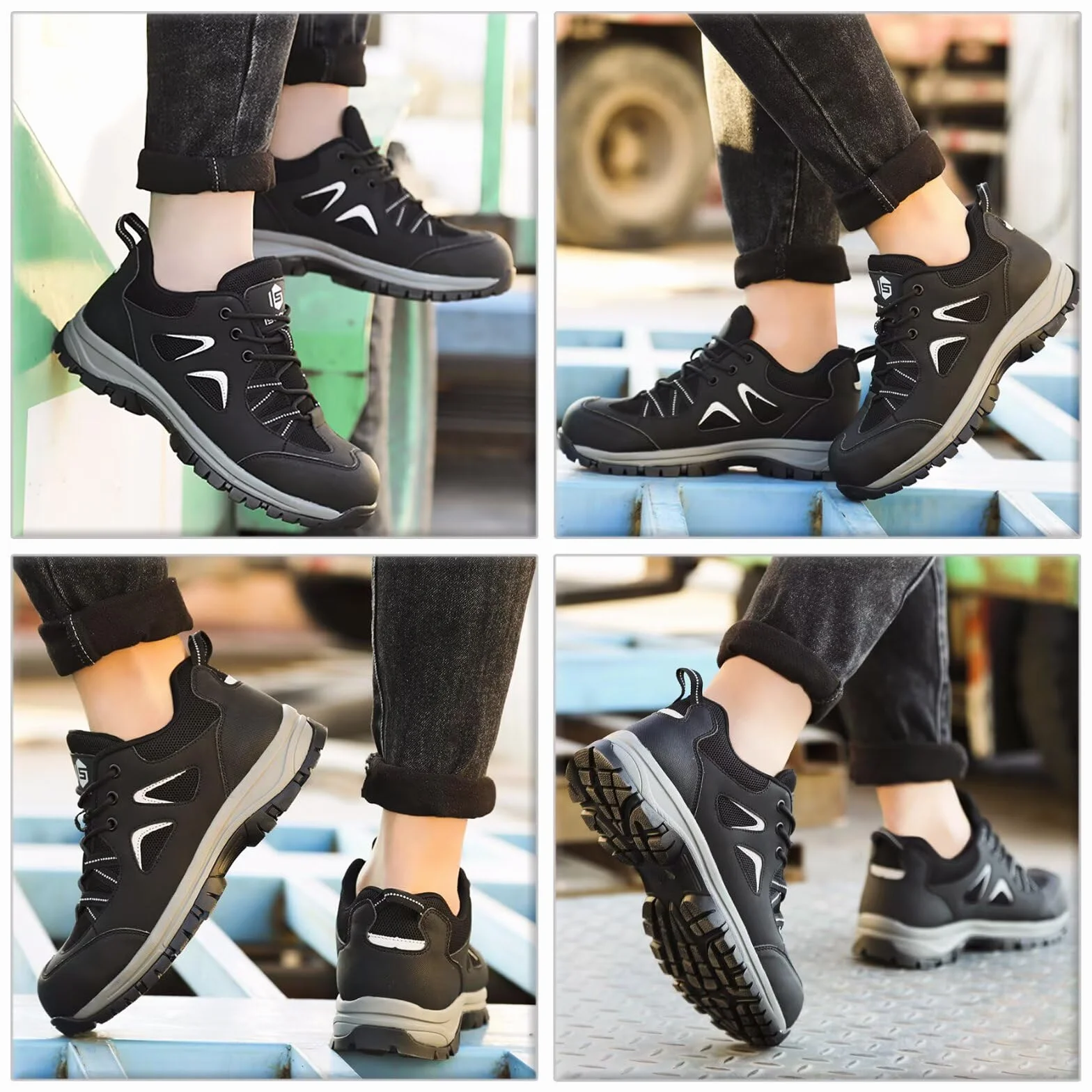 Arbeitsschuhe Herren Sicherheitsschuhe Damen Leicht Atmungsaktiv rutschfeste Anti Smashing Stahlkappenschuhe