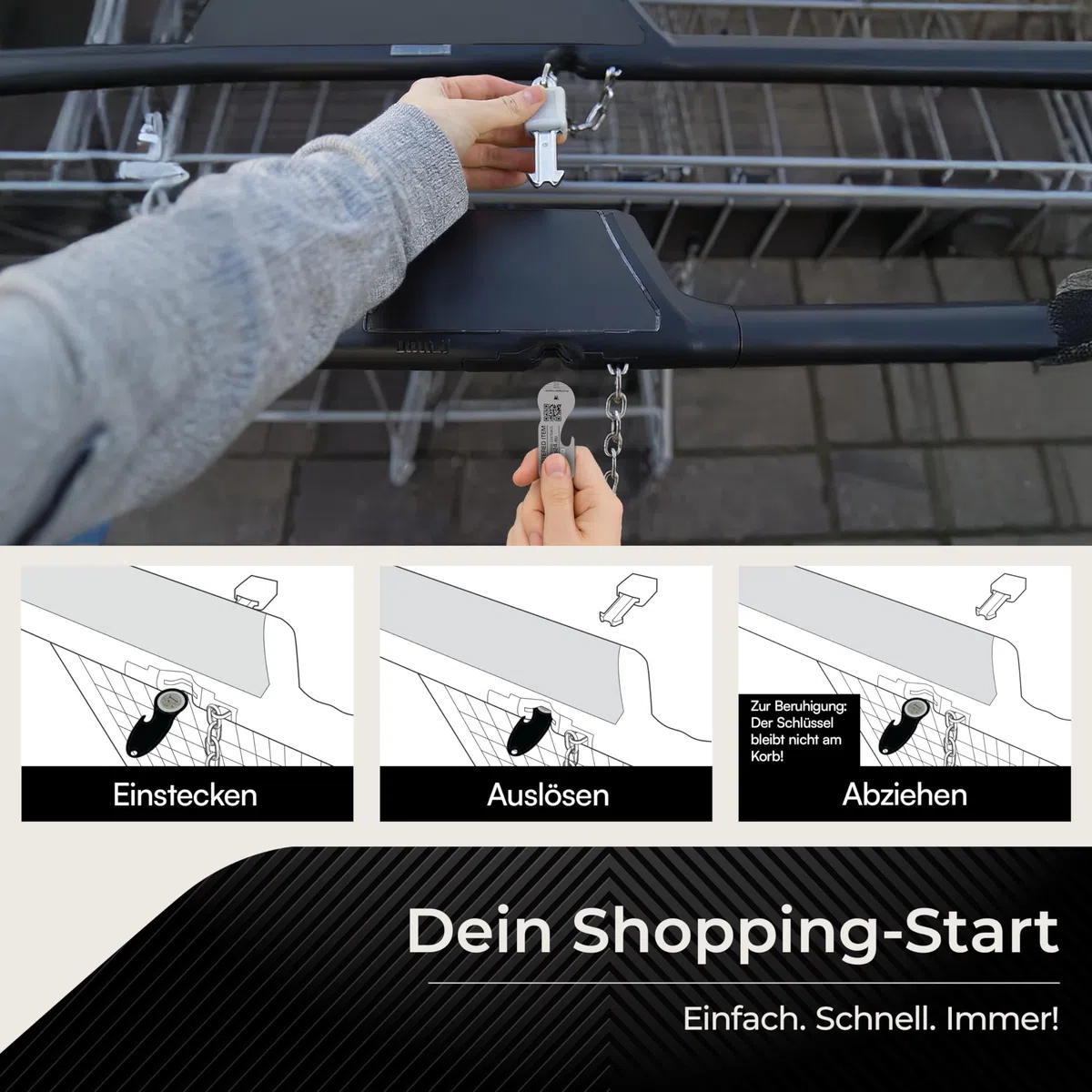 MAGATI Einkaufswagenlöser in hochwertiger Optik – Edelstahl Einkaufswagenchip mit Profiltiefenmesser, Flaschenöffner & Fundservice - 50 Stück